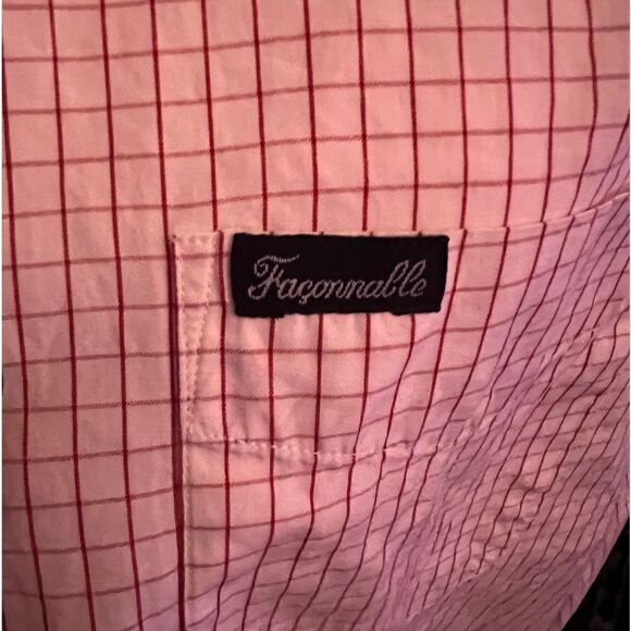 Red and white faconnable men’s button up dress shirt - Picture 2 of 3